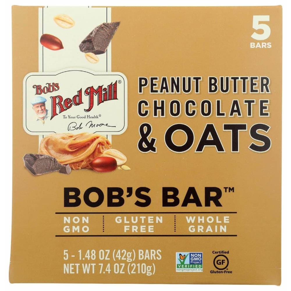 BOBS RED MILL Grocery > Snacks > Cookies > Bars Granola & Snack BOBS RED MILL: Bar Oat Pb Choc 5Pk, 8.67 oz