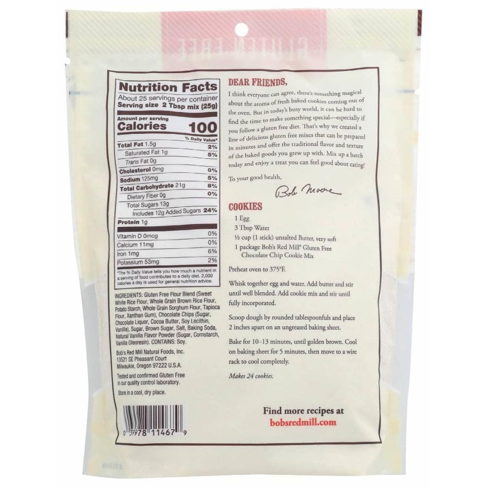 BOBS RED MILL Grocery > Cooking & Baking BOBS RED MILL: Chocolate Chip Cookie Mix, 22 oz
