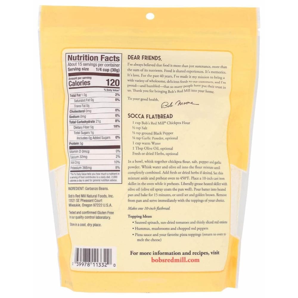 BOBS RED MILL Grocery > Cooking & Baking > Flours BOBS RED MILL: Flour Chickpea, 16 oz