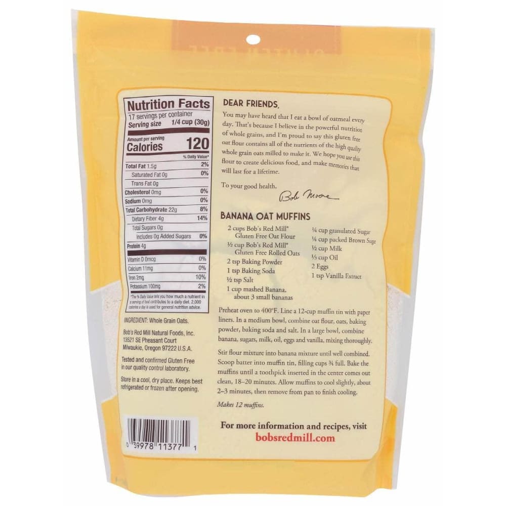 BOBS RED MILL Grocery > Cooking & Baking > Flours BOBS RED MILL: Flour Oat, 18 oz