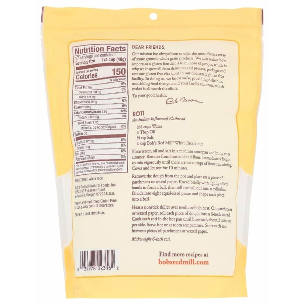 BOBS RED MILL Grocery > Cooking & Baking > Flours BOBS RED MILL: Flour White Rice, 24 oz