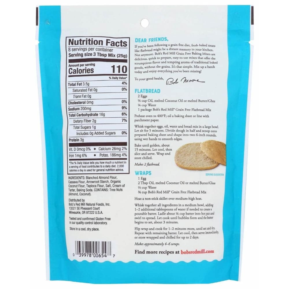 BOBS RED MILL Bobs Red Mill Mix Flatbread Grain Free, 7.05 Oz