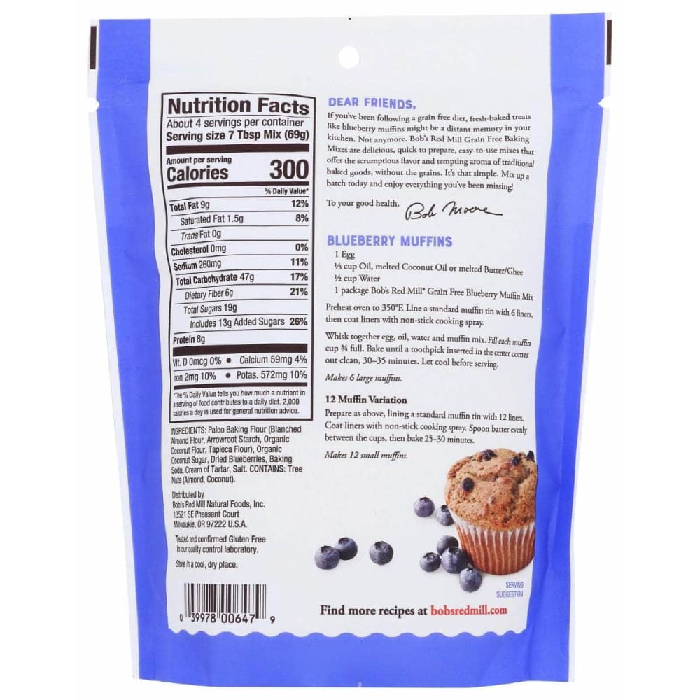BOBS RED MILL Bobs Red Mill Mix Muffin Blueberry Grfr, 9 Oz