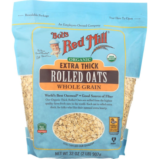 BOBS RED MILL: Organic Extra Thick Rolled Oats 32 oz (Pack of 4) - Grocery > Breakfast > Breakfast Foods - BOBS RED MILL