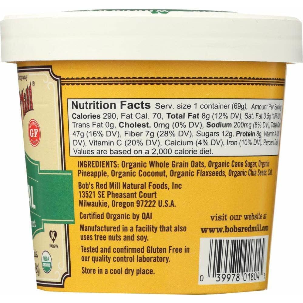 Bobs Red Mill Bobs Red Mill Organic Oatmeal Cup Pineapple Coconut, 2.43 oz