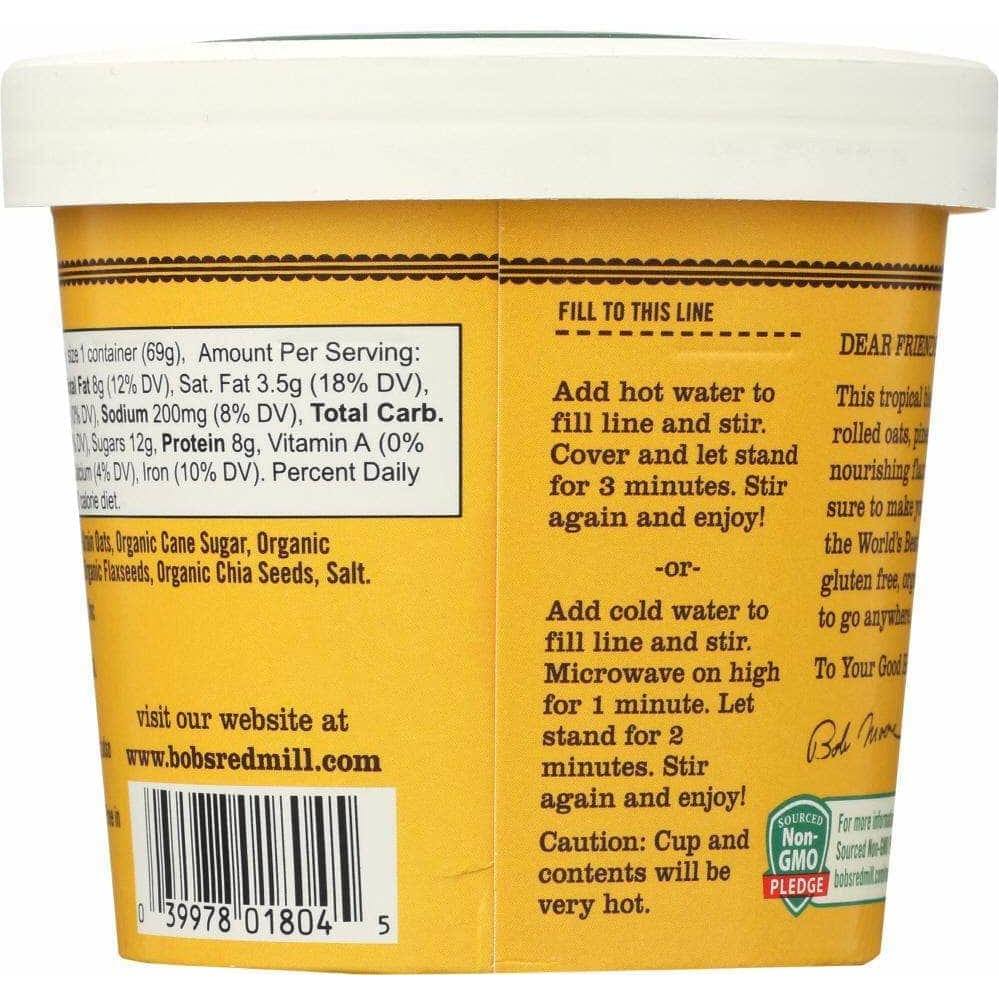 Bobs Red Mill Bobs Red Mill Organic Oatmeal Cup Pineapple Coconut, 2.43 oz