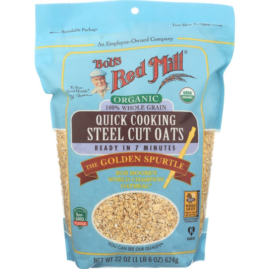 BOBS RED MILL: Organic Quick Cooking Steel Cut Oats 22 oz (Pack of 4) - Grocery > Breakfast > Breakfast Foods - BOBS RED MILL