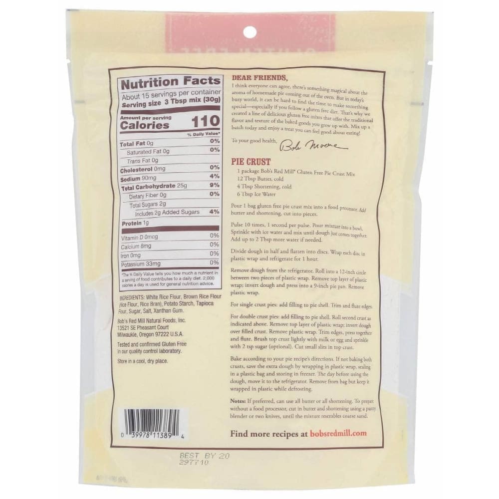 BOBS RED MILL Grocery > Cooking & Baking BOBS RED MILL: Pie Crust Mix, 16 oz