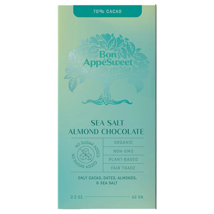 BON APPESWEET: Sea Salt Almond Chocolate Bar 2.2 oz (Pack of 4) - BON APPESWEET
