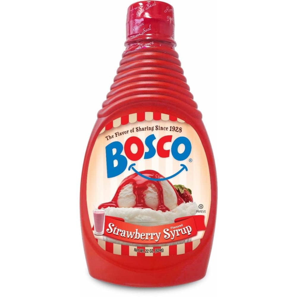 BOSCO Grocery > Chocolate, Desserts and Sweets > Dessert Toppings BOSCO: Syrup Strawberry, 22 oz