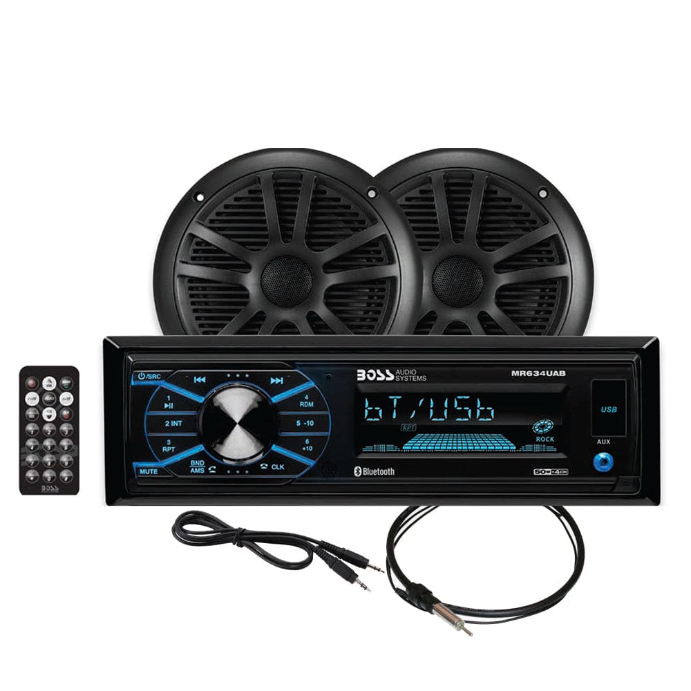 Boss Audio MCBK634B.6 Marine Stereo & 6.5 Speaker Kit - Black - Entertainment | Stereos - Boss Audio