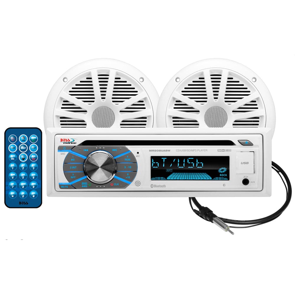 Boss Audio MCK508WB.6 Marine Stereo & 6.5 Speaker Kit - White - Entertainment | Stereos - Boss Audio