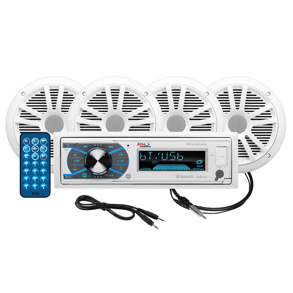 Boss Audio MCK632WB.64 Marine Stereo & 2 Pairs of 6.5 Speaker Kit - White - Entertainment | Stereos - Boss Audio