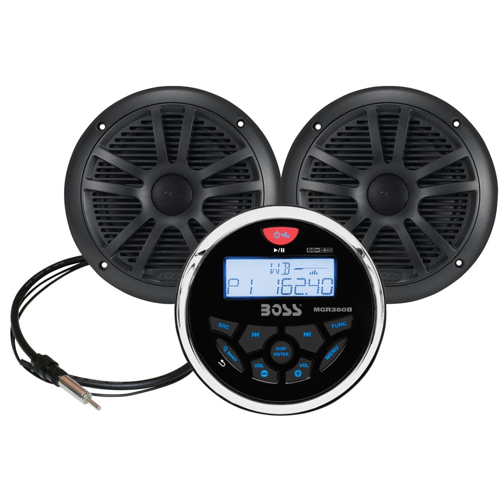 Boss Audio MCKGB350W.6 Marine Stereo & 6.5 Speaker Kit - Black - Entertainment | Stereos - Boss Audio