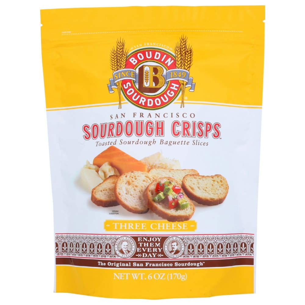 BOUDIN SOURDOUGH: Crisps Three Cheese 6 oz (Pack of 5) - Grocery > Snacks > Crackers > Crispbreads & Toasts - BOUDIN SOURDOUGH