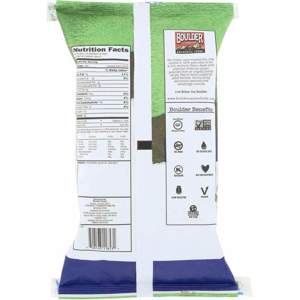 Boulder Canyon Boulder Canyon Natural Foods Kettle Cooked Potato Chips Olive Oil, 6.5 oz