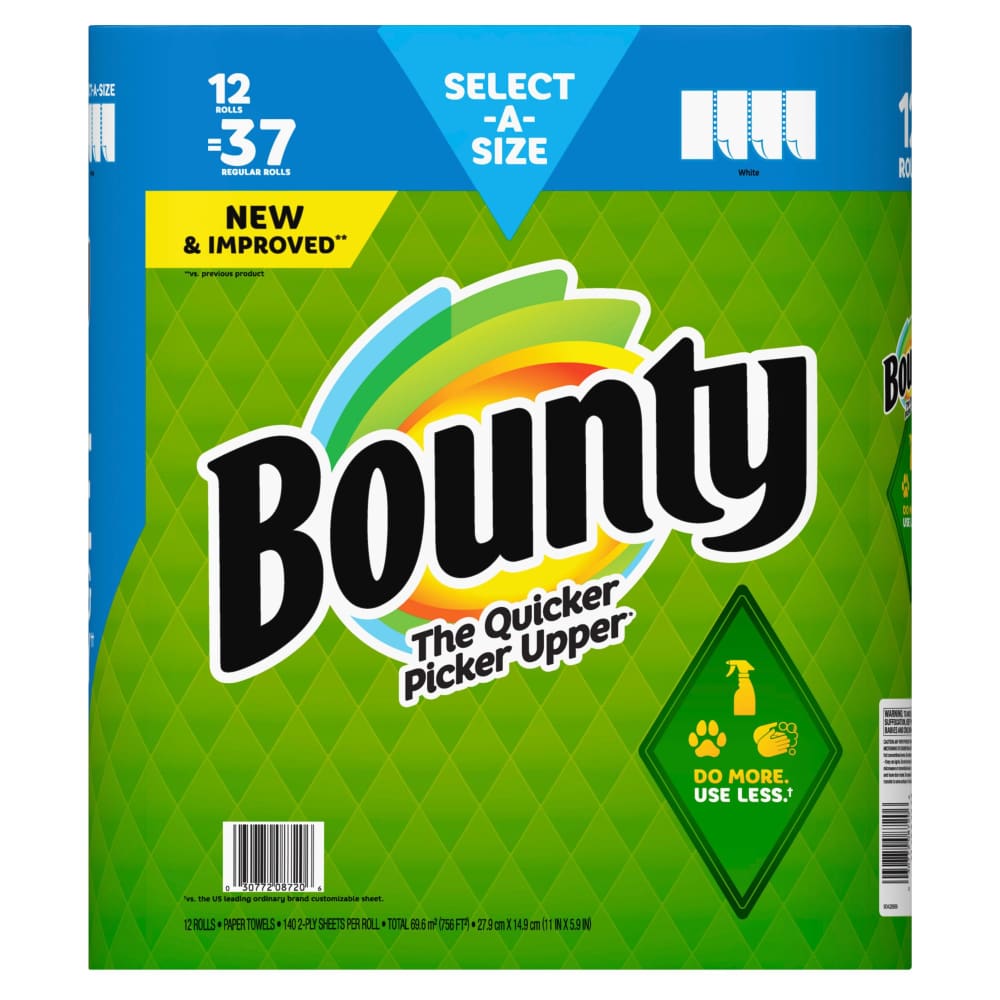 Bounty Bounty Select-A-Size Paper Towels 12 ct./140 Sheets - Home/Grocery Household & Pet/Cleaning & Household Goods/Cleaning Products/Paper