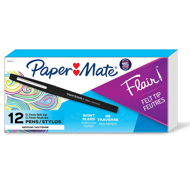 Box Of 12 Black Medium Paper Mate Flair Pens - Pens - Newell Brands Distribution LLC