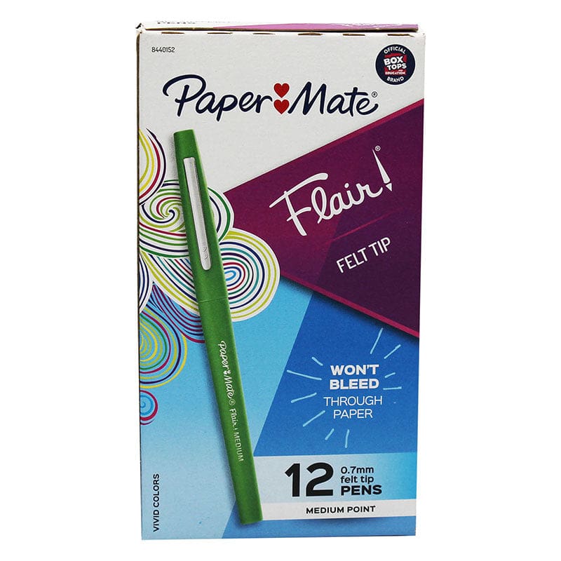 Box Of 12 Green Medium Paper Mate Flair Pens - Pens - Newell Brands Distribution LLC