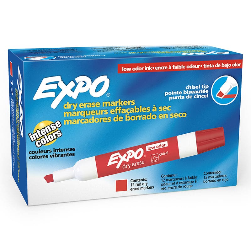 Box Of 12 Red Expo Low Odor Dry Erase Chisel Tip Markers - Markers - Newell Brands Distribution LLC