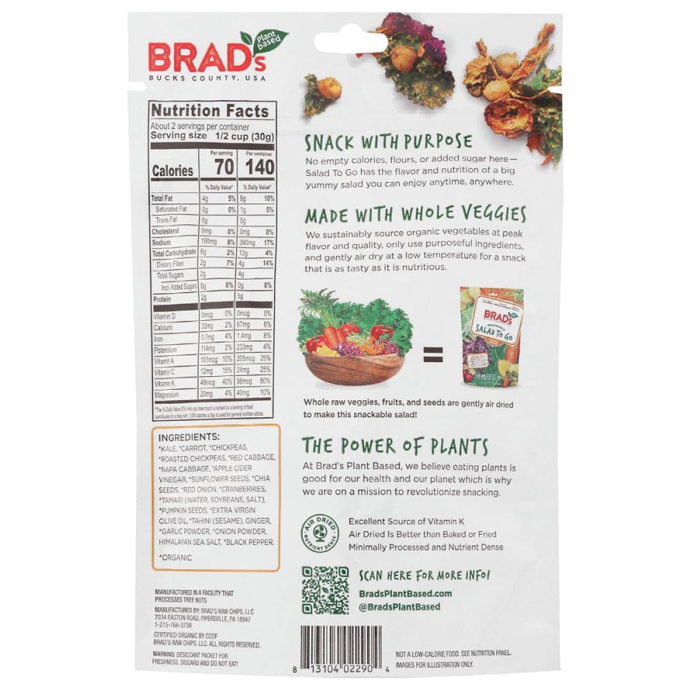 BRADS PLANT BASED: Salad To Go Carrot Ginger 2 oz - Grocery > Snacks > Nuts > Vegetables Dried - Brads Plant Based
