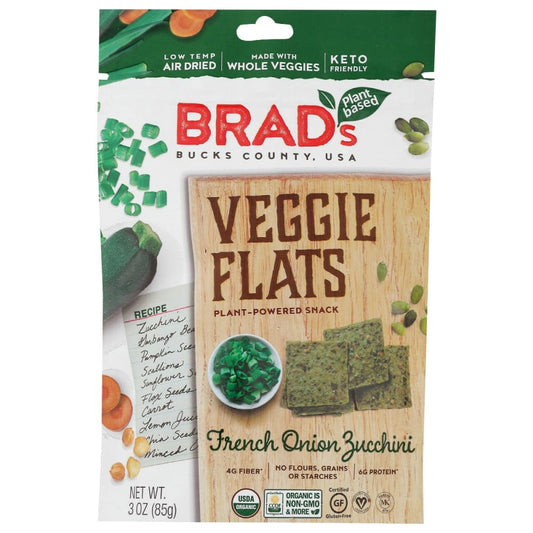BRADS PLANT BASED: Veggie Flats French Onion Zucchini 3 oz (Pack of 4) - Snacks > Chips - BRADS PLANT BASED