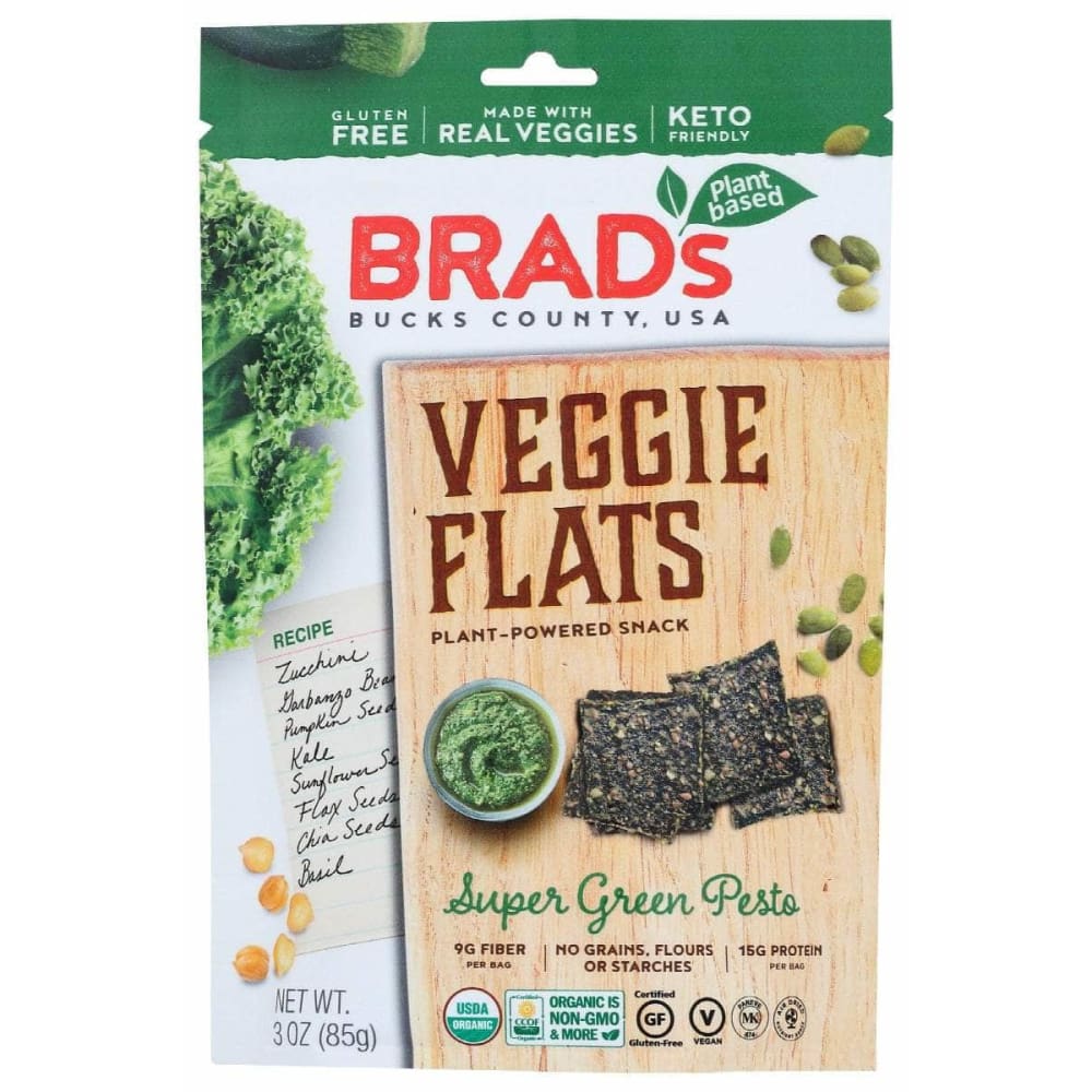 BRADS PLANT BASED BRADS PLANT BASED Veggie Flats Super Green Pesto, 3 oz
