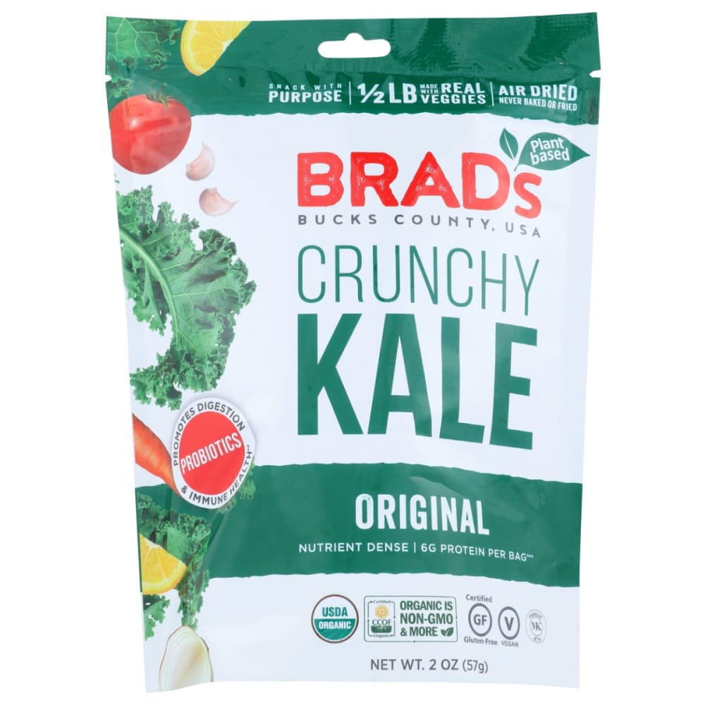 BRADS RAW: Crunchy Kale Original with Probiotic 2 oz (Pack of 4) - Vegetables Dried - BRADS RAW