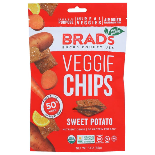 BRADS RAW: Sweet Potato Chip 3 oz (Pack of 4) - WATER BOTTLES > Vegetable & Fruit Chips - BRADS PLANT BASED
