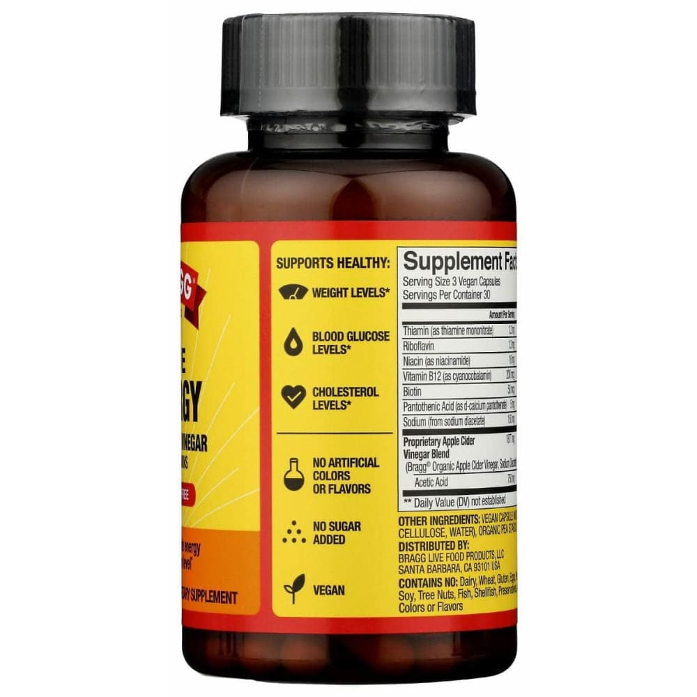 BRAGG Health > Vitamins & Supplements BRAGG: True Energy Apple Cider Vinegar Capsule, 90 cp