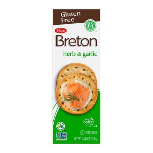 Breton Gluten Free Crackers Garlic & Herb 4.75oz (Case of 6) - Snacks/Crackers - Breton
