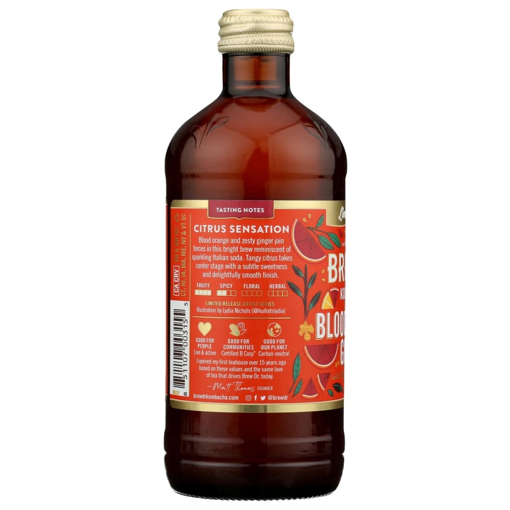 BREW DR KOMBUCHA: Blood Ginger Orange Kombucha 14 oz - Grocery > Beverages > Kombucha - BREW DR KOMBUCHA