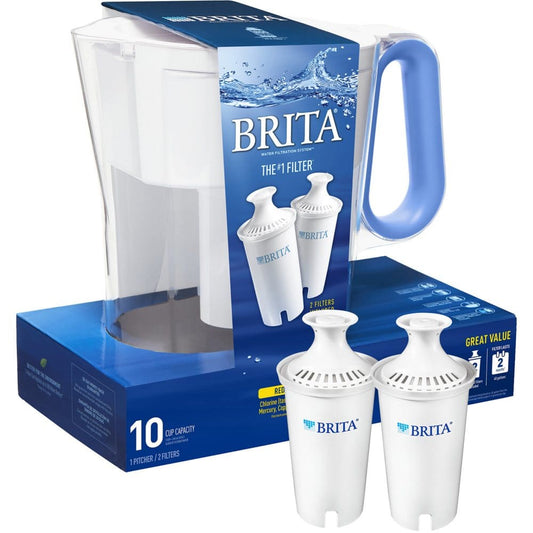 Brita Large 10-Cup Water Filter Pitcher with 2 Standard Filters - Water Dispensers - Brita