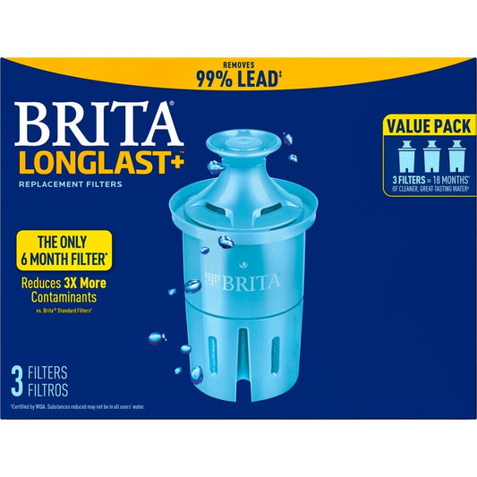 Brita Longlast+ Water Filter Longlast+ Replacement Filters for Pitcher and Dispensers 3 Count - Brita - Brita