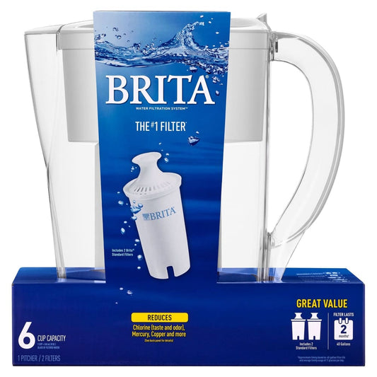 Brita Space Saver 6-Cup Pitcher with 2 Filters - Brita