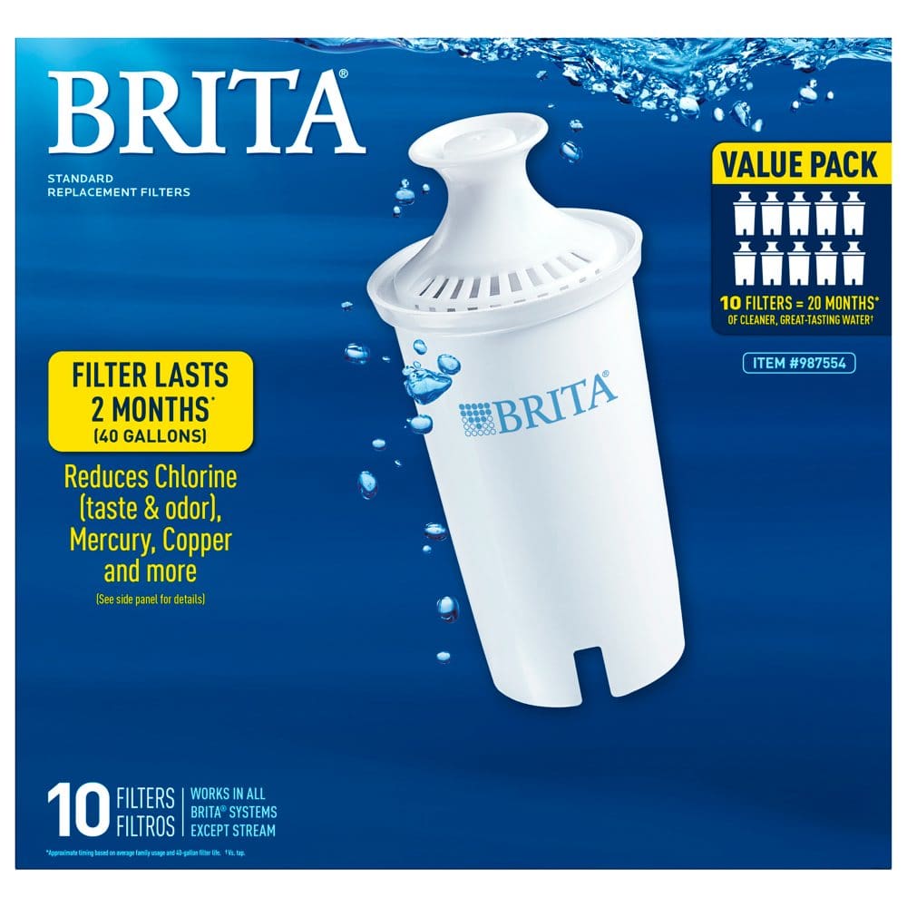Brita Standard Water Filter for Pitchers and Dispensers BPA Free 10 Count - Water Dispensers - Brita