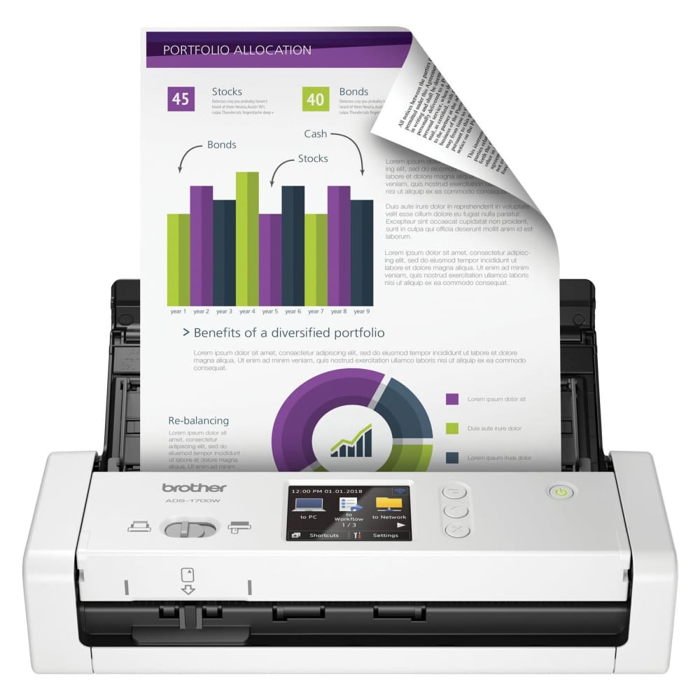 Brother ADS-1700W Wireless Compact Desktop Scanner | ShelHealth