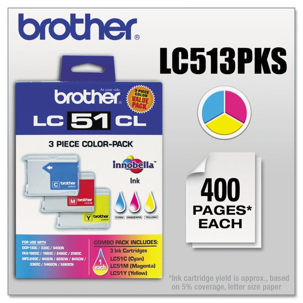 Brother LC51 Ink Cartridge Color (400 Page Yield 3 pk.) - Ink Cartridges - Brother