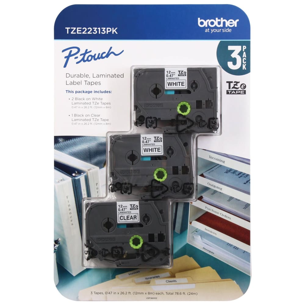 Brother TZe22313PK P-Touch Label Tape 3 Pk. - Assorted - Brother