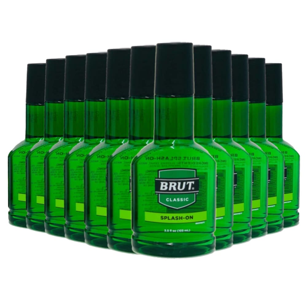 Brut Classic Scent Splash-On Men’s Lotion 3.5 Fl Oz ea - 12 Pack - After Shave - Brut