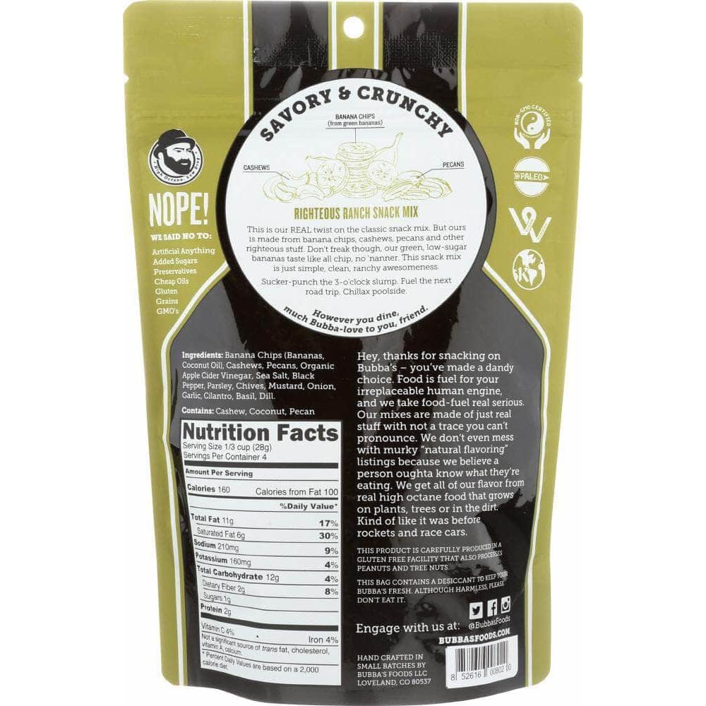 Bubbas Fine Foods Bubbas Fine Foods Righteous Ranch Snack Mix, 4 oz