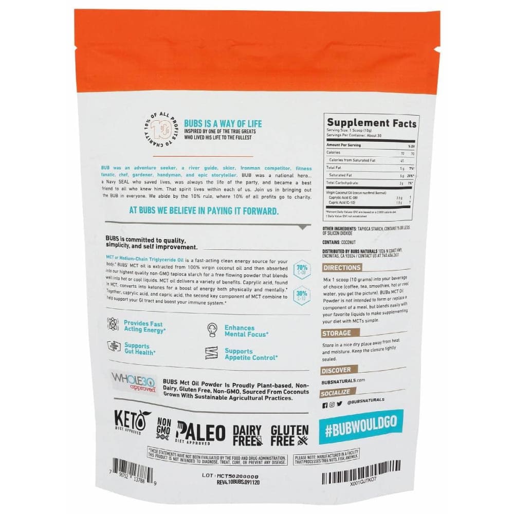 BUBS NATURALS Bubs Naturals Mct Powder, 10.6 Oz