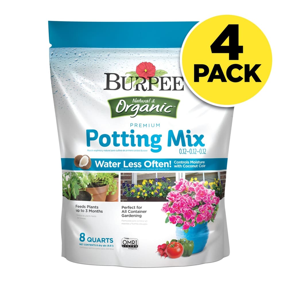 Burpee Natural and Organic 8 qt. Premium Potting Mix 4 pk. - Burpee
