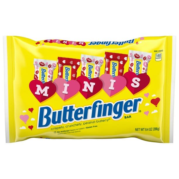 Butterfinger Minis Valentine’s Day Bag Great Valentine’s Day Gifts for Kids 9.4 oz - Butterfinger