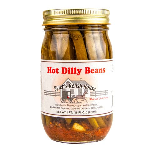 Byler’s Relish House Hot Dilly Beans 16oz (Case of 12) - Misc/Misc Bulk Foods - Byler’s Relish House
