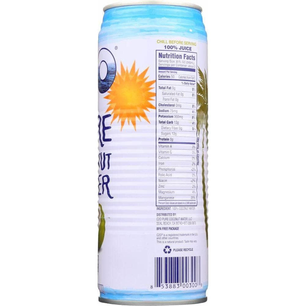 C2O C20 Pure Coconut Water, 17.5 oz