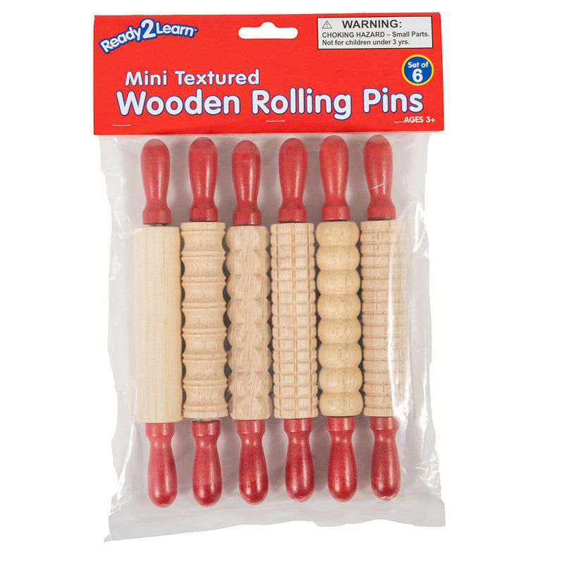 Mini Textured Wood Rolling Pins 6/St (Pack of 2)