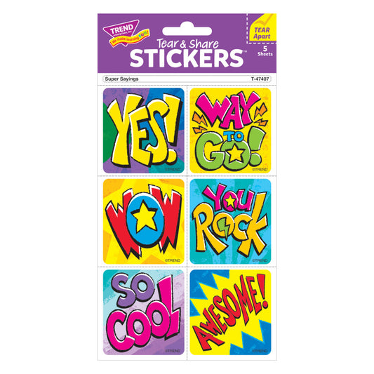 Super Sayings Stickers Tear & Share (Pack of 12)
