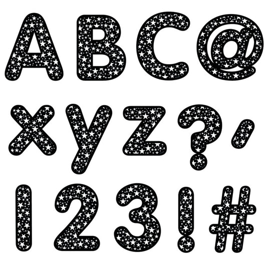 Stars On Black Designer Letters (Pack of 3)