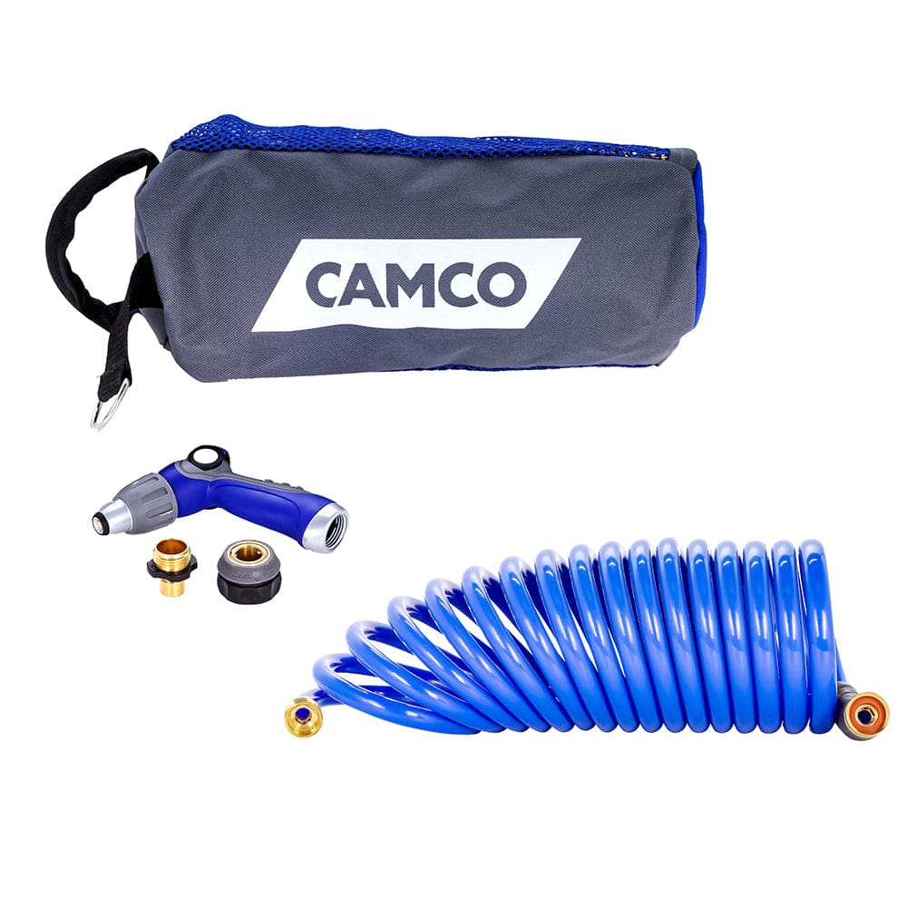 Camco 20’ Coiled Hose & Spray Nozzle Kit - Boat Outfitting | Cleaning,Boat Outfitting | Deck / Galley - Camco